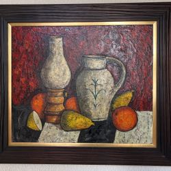 Rare, Vintage, Still Life oil painting by French artist H. Kalman
