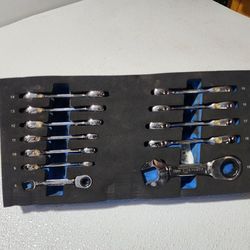 Blue Power 12pc Metric Stubby Ratcheting Wrench Set 8mm To 19mm By Cornwell Tool