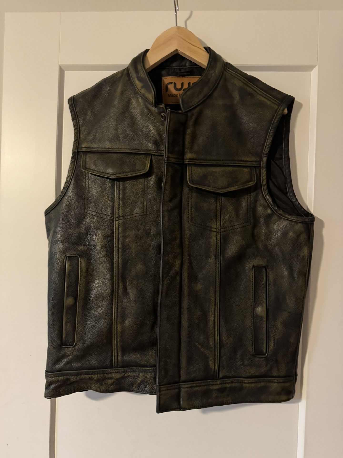 Leather Vest - Brown Medium New