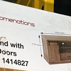 Homenations Traditional Washed Wood TV stand ( Accommodates TVs up to 70-in )