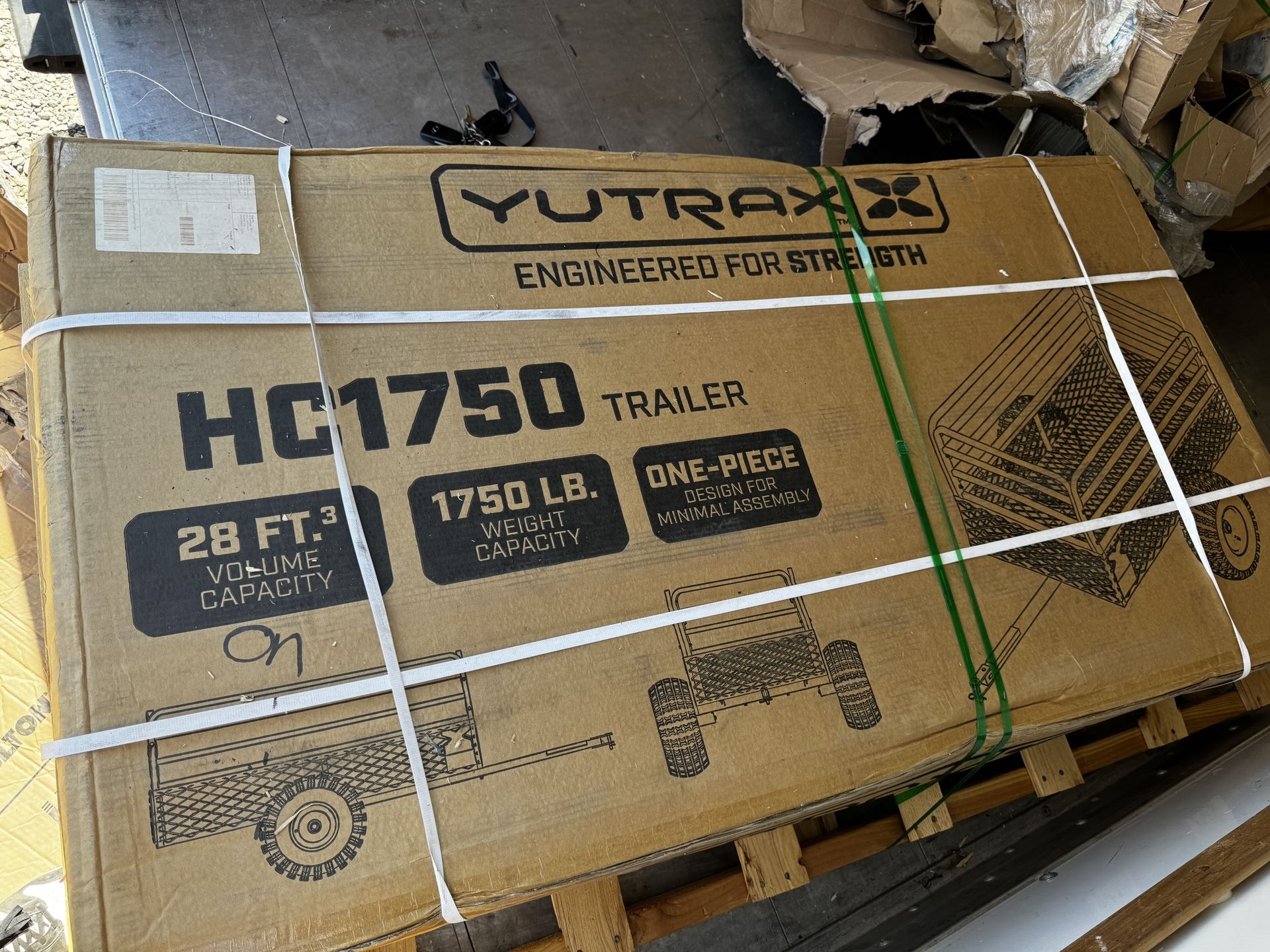 YUTRAX® HC1750 Trailer, Heavy-Duty Trailer, 1750 lb. Load Capacity, Heavy-Duty Steel Construction, Haul 28 Cub Feet, Minimal Assembly, Large Flotation