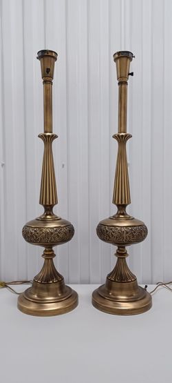 A Pair of Mid Century Rembrandt brass lamps