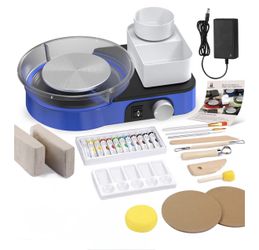 Pottery Wheel for Adults - Complete Pottery Tools Kit for Beginners, 6" Turntable Two-Way Rotation Adjustable Speed, 2.2 lbs. Air Dry Clay, Mini Clay 