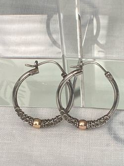 18K GOLD 925 SILVER HOOP EARRINGS