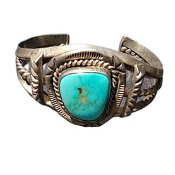 Sterling Silver Turquoise Navajo Bracelet