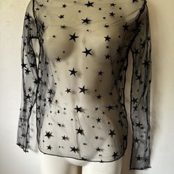 Black Star Mesh Top