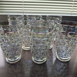 Iridescent Thumbprint Glasses- Vintage-Set Of 8