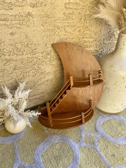 Vintage Half Moon Wooden Shelf 