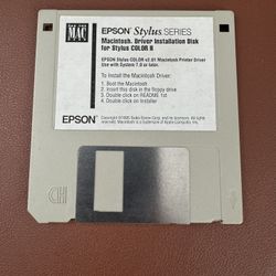 Vintage Epson Stylus Color II v2.01 Macintosh Printer Driver 3.5" Floppy Disc