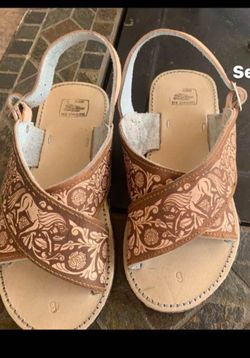 Tooled Leather Sandals Hecho en Mexico Sizes Ava