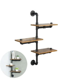 Pipe Shelves with Wood