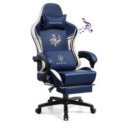 Gaming Chair with Bluetooth Speakers and Footrest- $250 BRAND NEW (SHIPPING ONLY)