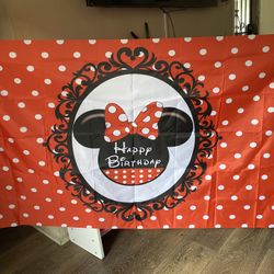 mini mouse Birthday Banner 59x35 inch