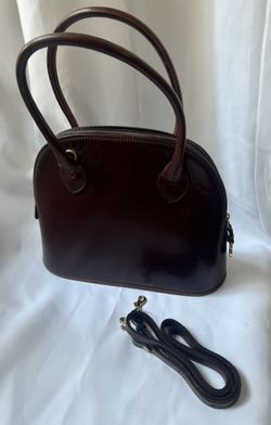 Vintage Made in USA Brahmin Solid Dark Brown Leather Dome Satchel Bag