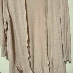 Women’s Pink Open Front Light Weight Cardigan Size Large Jones Studio