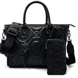 Valentino Orlandi Quilted Black Leather Tote 