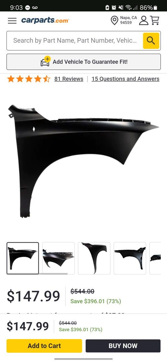 RAM 1500 RIGHT FENDER