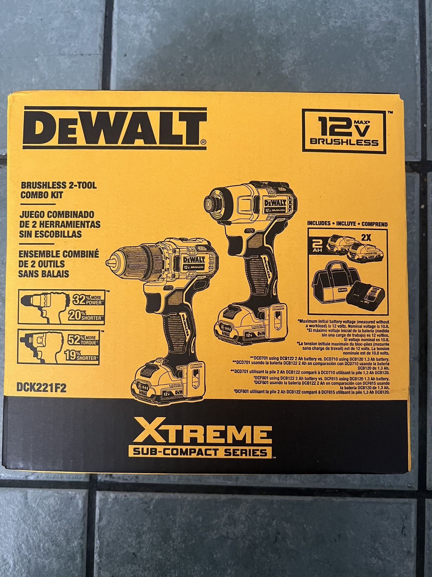 DEWALT DCK221F2 12V MAX Brushless Cordless Drill and Impact Driver Kit