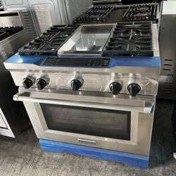 Stainless Steel KitchenAid Dual Fuel 36” Range Griddle