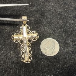 14k Two Tone Crucifix