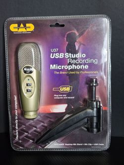 CAD Audio U37 USB Studio Recording Microphone W/ Desktop Mic Stand, Clip USB Cbl