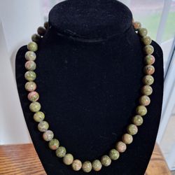 Unakite Bead Necklace 