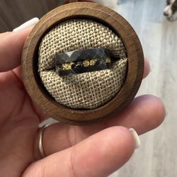 Damascus Meteorite And Crushed Gold Leaf Men’s Ring