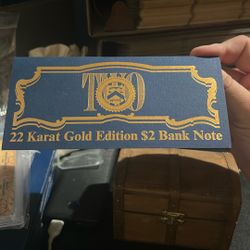 22k Gold Layered Uncirculated Two Dollar Bill - Special Edition Collectible