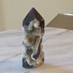 3.8" Approximately Sparkling Druzy Sphalerite Tower Quartz Crystal 