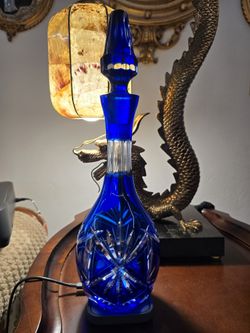 Cobalt Blue Cut Crystal Decanter
