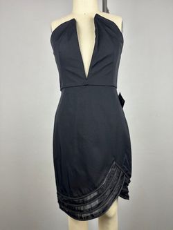 NWT Nasty Gal Black Strapless Deep Plunge V-Neck Zipper Hem Mini Dress XS