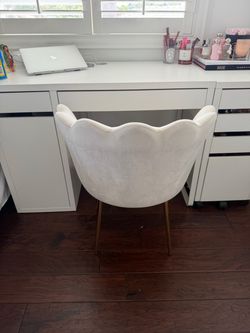 White Velvet Scallop Chair with Gold Legs