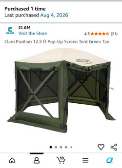 Clam 12.5x12.5 hub tent brand NEW built in walls/ windows