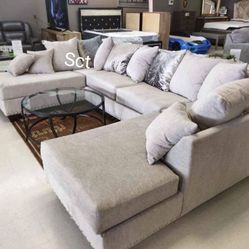 Merlin Dove Double Chaise Sectional