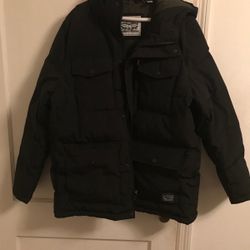 PRE-OWNED Levi’s Arctic Cloth Heavyweight Winter Hooded Black Parka - Large Size