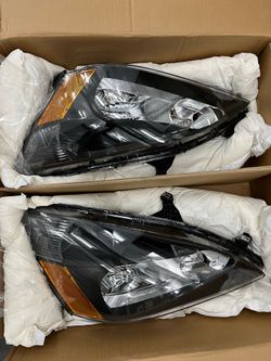 03-07 Honda Accord Car Headlight Assembly Pair Black Housing