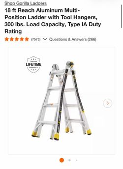 Gorilla 18ft reach ladder 300lbs capacity plus accessories $311 orig. value