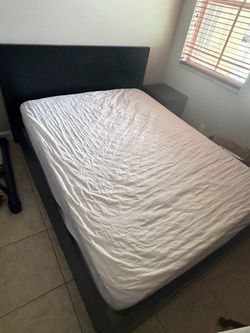 IKEA Queen Bed Frame + Mattress — FREE Nightstand Included