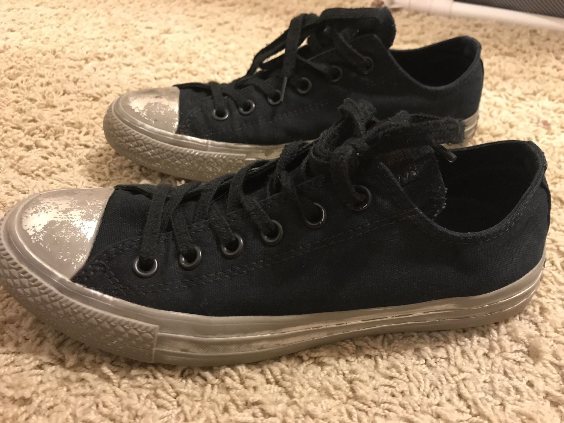 Black Converse with silver rubber