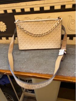 Michael Kors MK Logo Chain Belt Bag Waist Fanny Pack Cream Large NWT