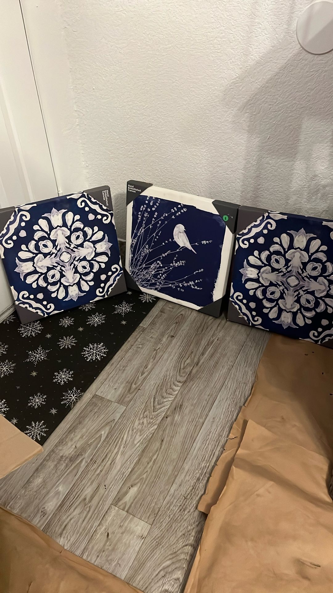 3 Hand Embellished Canvas for $12