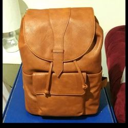 NEW Brown Faux Leather Backpack 