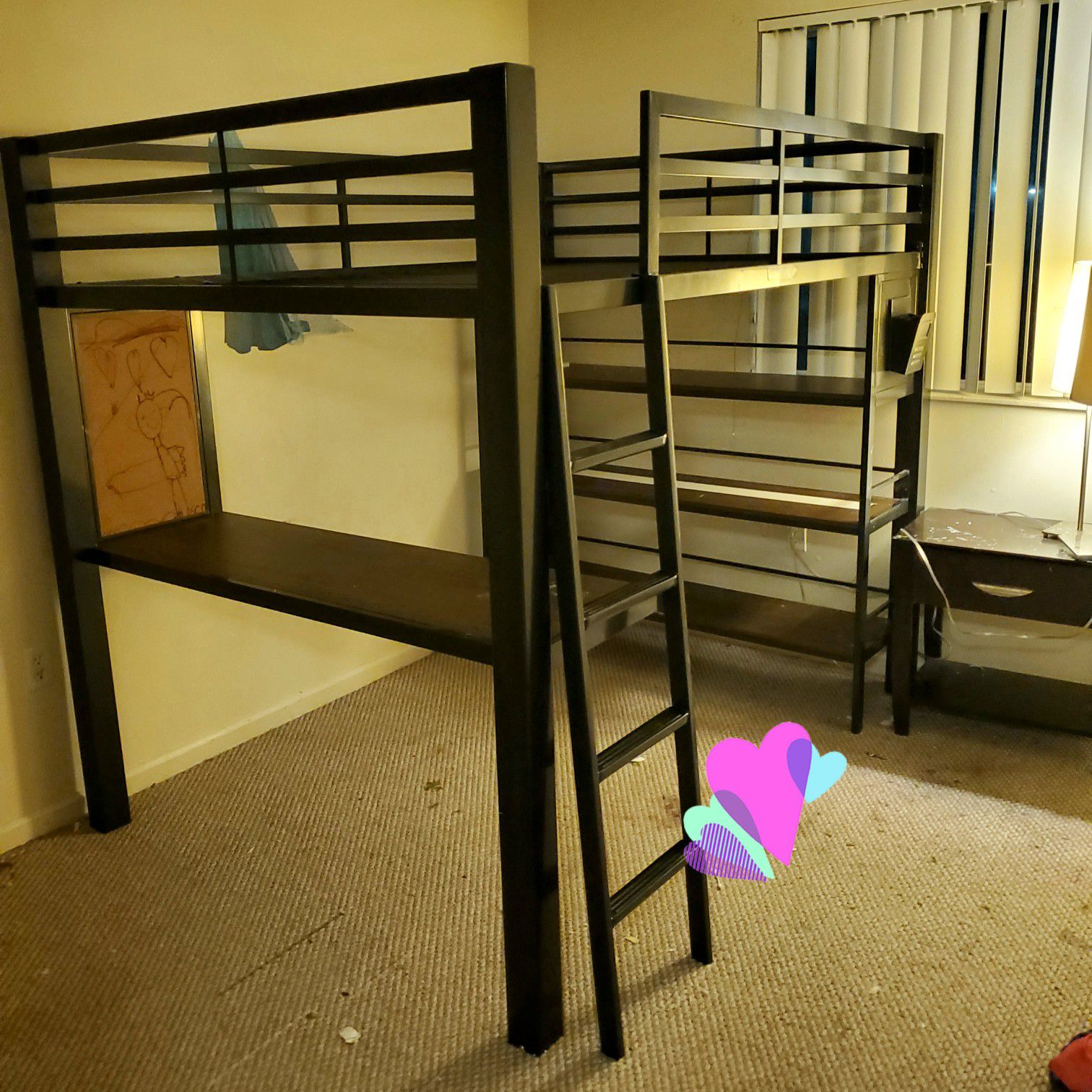 Used bunk bed with desk and bookshelves $400 or best offer
