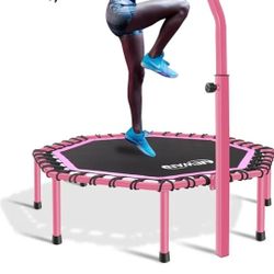Newan 48" Fitness Trampoline with Adjustable Handle Bar, Silent Trampoline Bungee Rebounder Jumping Cardio Trainer Workout for Adults - Max Limit
