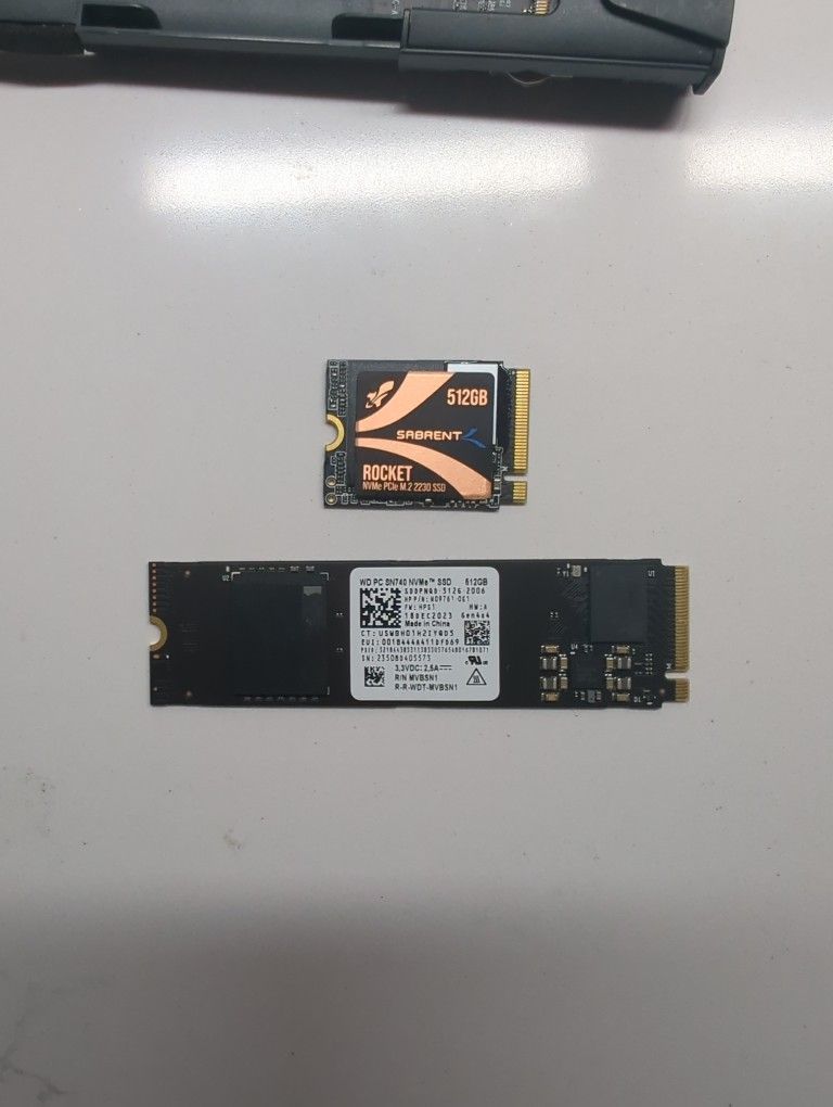 NVMEs, [Sabrent 512GN, Western Digital 512GB] $50 EACH 