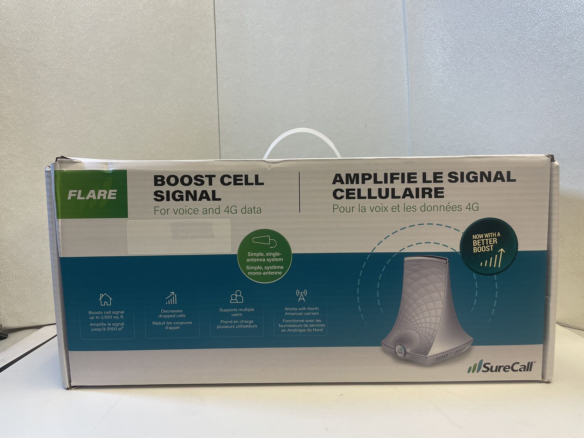 New SureCall Flare 3.0 Cell Phone Signal Booster With Yagi, for Home & Office