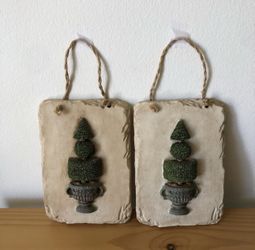 Vintage Decoline 3D Resin Topiary Plaques Wall Hanging Tuscan Style Handmade