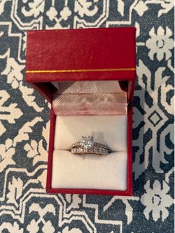 Rose Gold Engagement Ring + Matching Natural Diamond Band