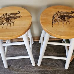 Unique Pair Of Hand Crafted Stools