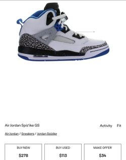 Air Jordan Spiz'ike GS
Used
Kids Size 7y
Women's Size 8.5
